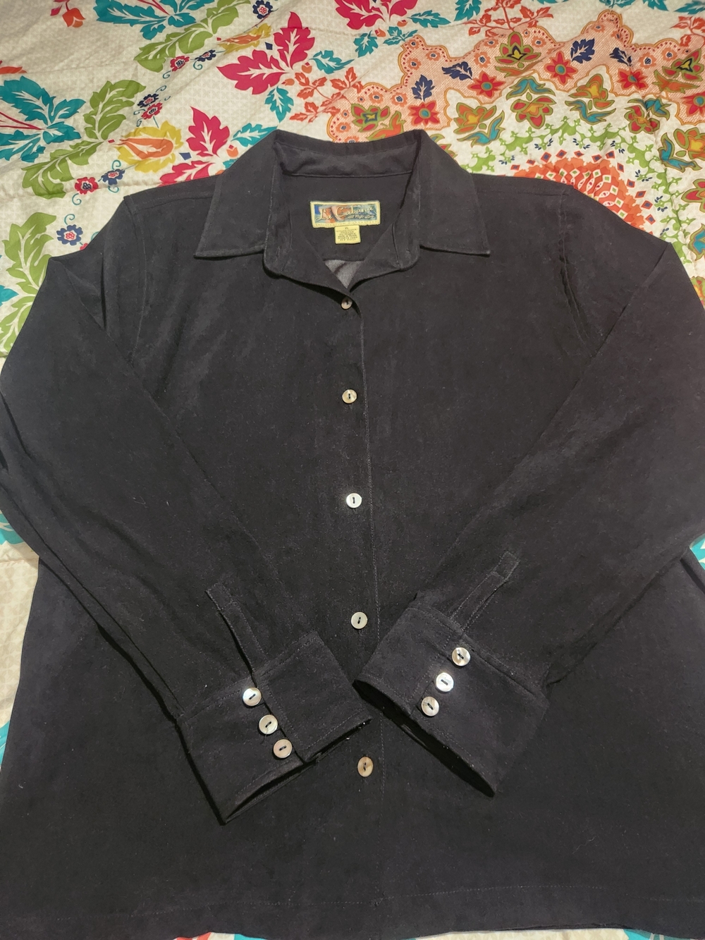 La Cabana Vintage Button-Front Shirt Jacket in Black
